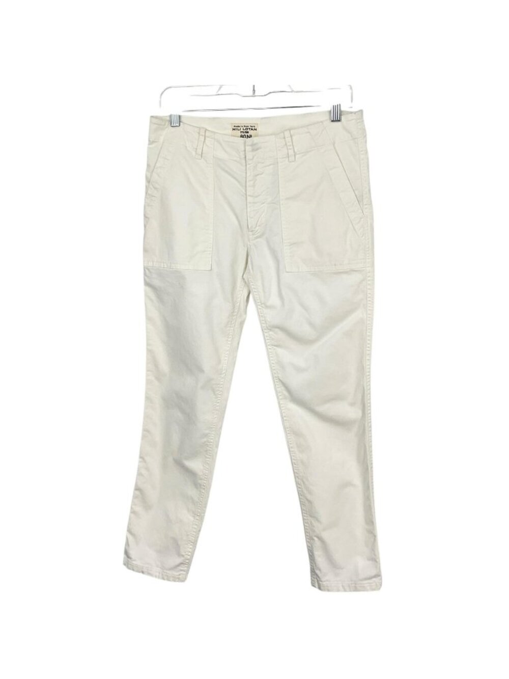 Nili Lotan Cropped Military Pants Womens 2 White Twill Patch Pocket USA Utility
